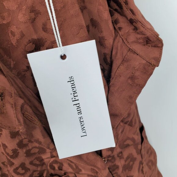 NWT Lover & Friends Revolve Brown Cheyanne Button Up Cheetah Crop Top Shirt XS - Picture 5 of 12